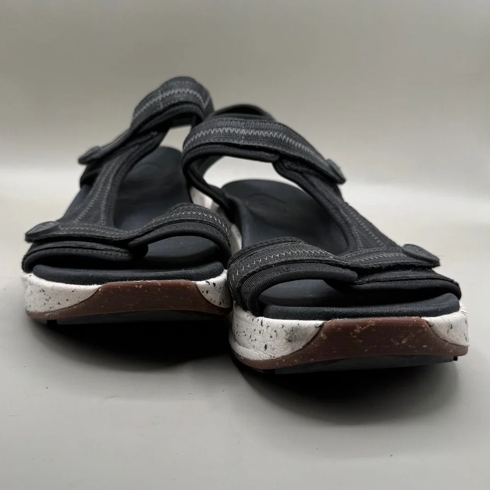 Taos Platform Sandals Womens 9.5 Adjustable Strappy Speckled Black